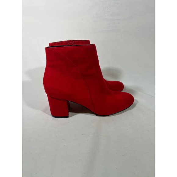 INC International Concepts Women Red Suede Ankle Boots Block Heel Dress Sz 6.5 - Picture 3 of 11